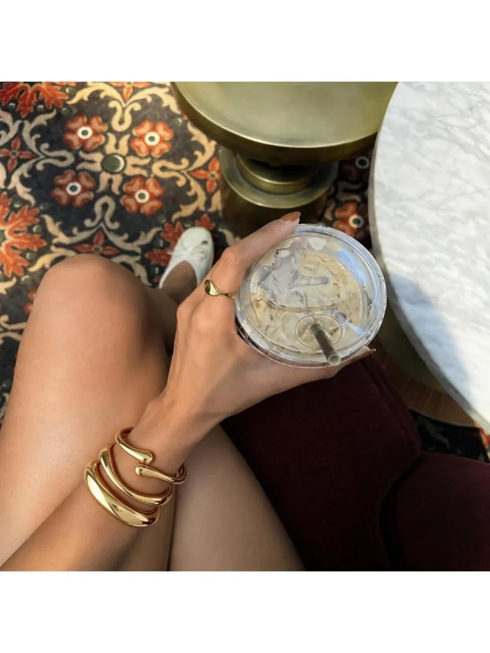 Trendy Chunky Gold Bangle Bracelets Set | 14K Gold Plated Cuff Jewelry Gift